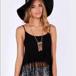 Lulus fringe black top